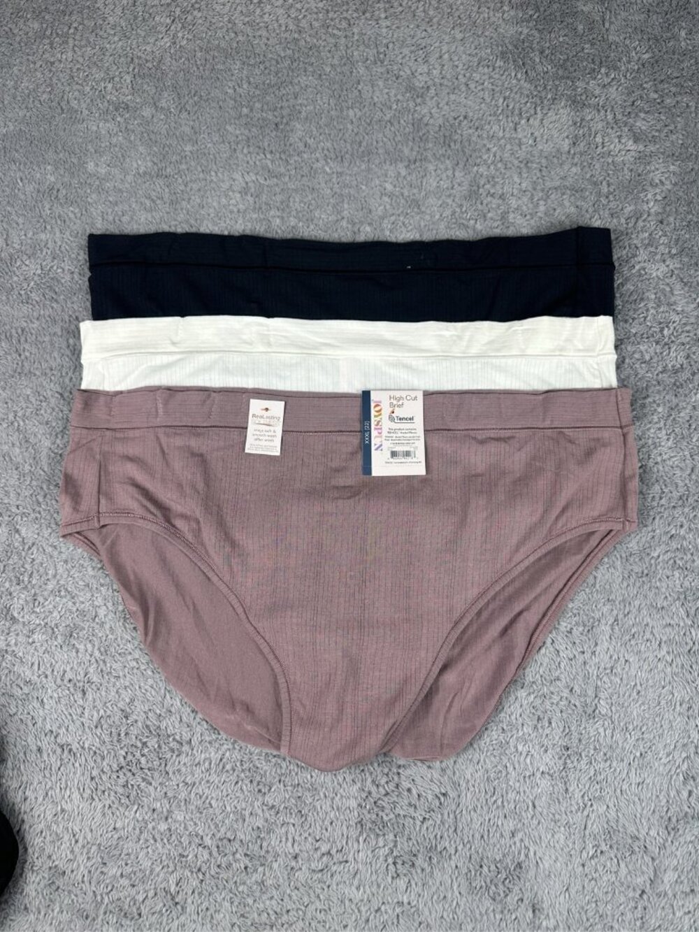Joyspun Women's High Cut Briefs Ribbed Tencel Modal Panties 3XL (22)